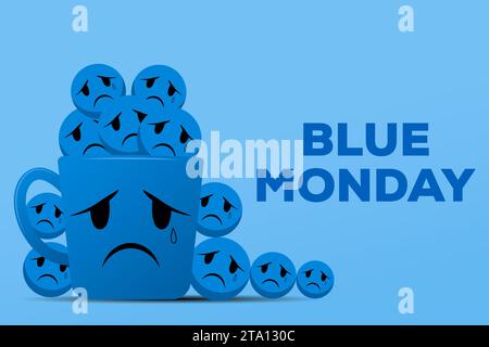 Vektorblaue montag-Hintergrund-Illustration in flachem Design-Stil Stock Vektor