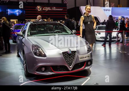 Alfa Romeo Giulietta Auto auf dem Genfer Automobilsalon. Schweiz - 2. März 2016. Stockfoto