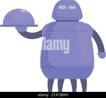 Violetter Roboter Kellner Symbol Cartoon Vektor. Weinteller. Automatisierte Unterstützung Stock Vektor