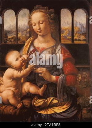 Leonardo da Vinci, Madonna und Kind mit Nelke (um 1478) Stockfoto