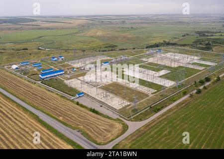 Luftaufnahme des Elektrizitätswerks. Stockfoto