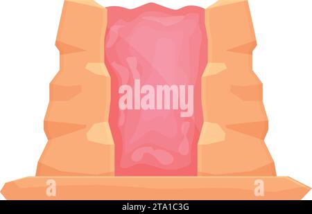 Rote Farbe Portal Symbol Cartoon Vektor. Magische Tür. Rock-Plattform-Spiel Stock Vektor