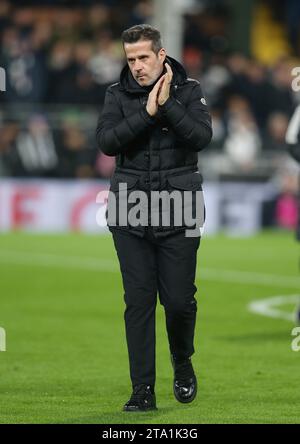 Marco Silva Manager von Fulham. - Fulham gegen Wolverhampton Wanderers, Premier League, Craven Cottage Stadium, London, Großbritannien - 27. November 2023. Nur redaktionelle Verwendung – es gelten Einschränkungen für DataCo. Stockfoto