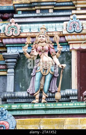 Indische Göttin, Hindu-Tempel des Petit Bazar, Chemin de la Chapelle, Saint-André 97440, Réunion, Frankreich. Stockfoto