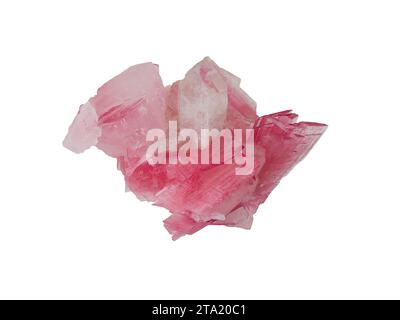 Natürliche Rubellith (rosa Turmalin) Mineralkristalle auf weißem Hintergrund Stockfoto