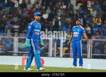 Guwahati, Assam, Indien. November 2023. Ishan Kishan of India während des Spiels Nr. 03 der T20 International Series zwischen Australien und Indien im Barsapara Cricket Stadium, Guwahati, Assam, Indien am 28. November 2023 (Foto: © Avijit das/ZUMA Press Wire) NUR ZUR REDAKTIONELLEN VERWENDUNG! Nicht für kommerzielle ZWECKE! Stockfoto