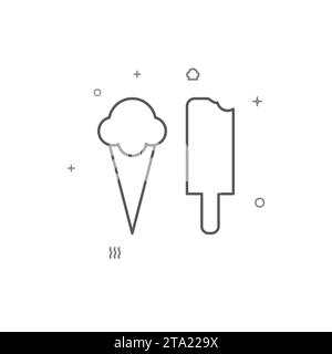 Eis, Eis, Eis einfache Vektorlinie Symbol. Symbol, Piktogramm, Schild isoliert auf weißem Hintergrund. Bearbeitbare Kontur. Linienstärke anpassen. Stock Vektor