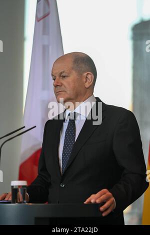 Berlin, Deutschland 28. November 2023: Begrüßung des Premierministers der Republik, Malta. November 2023. Im Bild: Bundeskanzler Olaf Scholz SPD *** Berlin, Deutschland 28. November 2023 Begrüßung des Ministerpräsidenten der Republik Malta 28 11 2023 im Bild Bundeskanzler Olaf Scholz SPD Copyright: XFotostandx/xReuhlx Credit: Imago/Alamy Live News Stockfoto