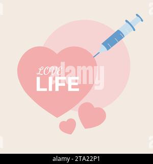Herzform mit Spritzenschutzkonzept Vektorillustration Stock Vektor