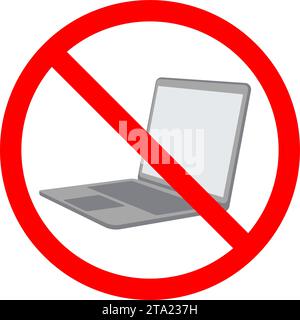 Kein Verbotsschild für Laptops. Vektorillustration isoliert auf weißem Hintergrund Stock Vektor