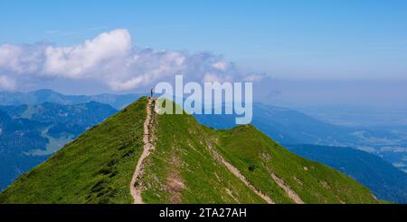 Wanderweg von Fellhorn, 2038m, nach Soellereck, Allgäuer Alpen, Bayern, Deutschland Stockfoto