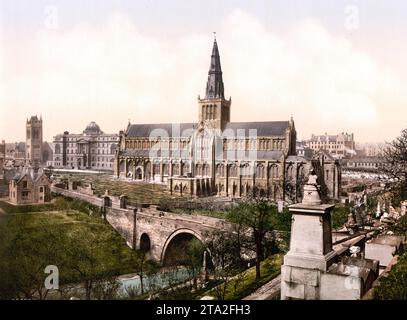 Kathedrale, St. Mungo's Cathedral, auch Glasgow Cathedral oder High Kirk of Glasgow, Glasgow, Schottland, Historisch, um 1900, Digital restaurierte Reproduktion nach einem Original aus dem 19. Jahrhundert / Cathedral, St Mungo's Cathedral, auch Glasgow Cathedral oder High Kirk of Glasgow, Glasgow, Scotland, Historical, um 1900, digital restaurierte Reproduktion nach einem Original aus dem 19. Jahrhundert Stockfoto