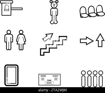 Set aus verschiedenen Sportstadion-Ikonen Flat Design Vektor Stock Vektor