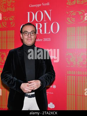 Mailand, Italien. November 2023. Mailand, Italien DON CARLO Präsentation der Premiere Teatro alla Scala unter der Regie von Lluìs Pasqua unter der Regie von Riccardo Chailly auf dem Foto: Francesco Meli Tenor Credit: Independent Photo Agency/Alamy Live News Stockfoto