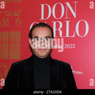 Mailand, Italien. November 2023. Mailand, Italien DON CARLO Präsentation der Premiere Teatro alla Scala unter der Regie von Lluìs Pasqua unter der Regie von Riccardo Chailly auf dem Foto: Francesco Meli Tenor Credit: Independent Photo Agency/Alamy Live News Stockfoto
