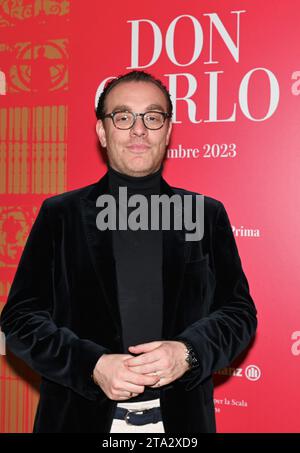 Mailand, Italien. November 2023. Mailand, Italien DON CARLO Präsentation der Premiere Teatro alla Scala unter der Regie von Lluìs Pasqua unter der Regie von Riccardo Chailly auf dem Foto: Francesco Meli Tenor Credit: Independent Photo Agency/Alamy Live News Stockfoto