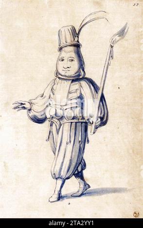 Kostümzeichnung eines Kochs 1585 von Giuseppe Arcimboldo Stockfoto