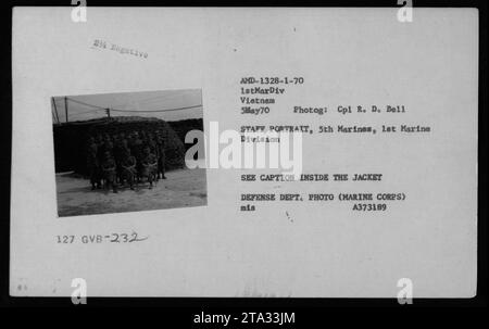 Bildunterschrift: Ein Porträt von CPL R. D. Bell von der 5. Marines, 1. Marine Division, aufgenommen am 5. Mai 1970 während des Vietnamkriegs. CPL Bells Fotografie war Teil einer Sammlung von Bildern, die amerikanische Militäraktivitäten während dieser Zeit einfangen. Foto des Verteidigungsministeriums (Marine Corps) MIS A373189. Stockfoto