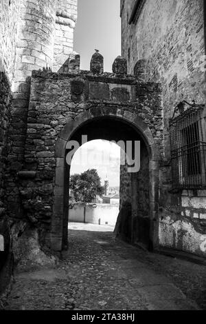 Die Puerta de Santiago in der Altstadt von Trujillo, Caceres, Spanien Stockfoto