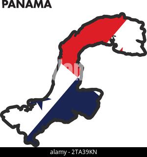 Isolierte Karte von Panama mit seiner Flagge Vektor Stock Vektor