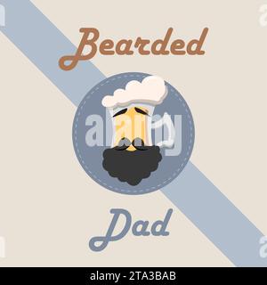 Hipster Bier Charakter mit Schnurrbart Vatertag Vorlage Vektor Stock Vektor