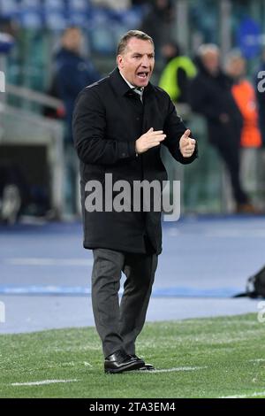 Stadio Olimpico, Rom, Italien. November 2023. Champions League, Gruppenfußball; Latium gegen Celtic; Celtic Trainer Brendan Rodgers Credit: Action Plus Sports/Alamy Live News Stockfoto