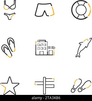 Set von verschiedenen Sommer-Ikonen Flat Design Vektor Stock Vektor