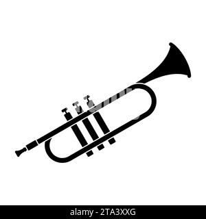 Horn Trompete Symbol Musikinstrument isoliert auf weißem Hintergrund. Königliche Fanfare für Musik. Vektorabbildung. Stock Vektor