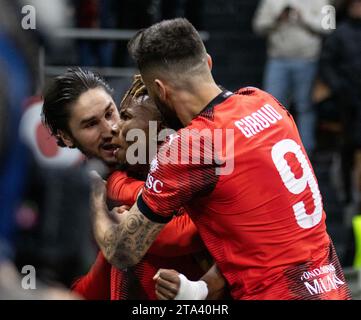 Mailand, Italien. November 2023. Yacine Adli während des AC Mailand gegen Borussia Dortmund, UEFA Champions League Fußballspiel in Mailand, Italien, 28. November 2023 Credit: Independent Photo Agency/Alamy Live News Stockfoto