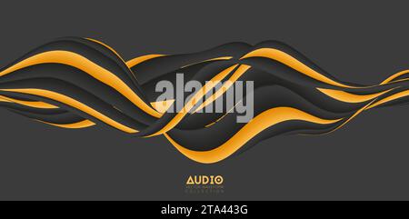 Visualisierung von Schallwellen. Solide 3D-Wellenform. Muster für Sprachmuster. Stock Vektor