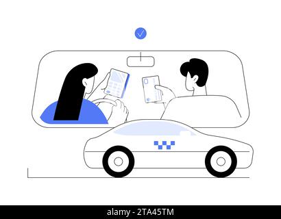 Zahlen Sie für ein Taxi mit einer Karte abstrakte Konzept Vektor Illustration. Stock Vektor