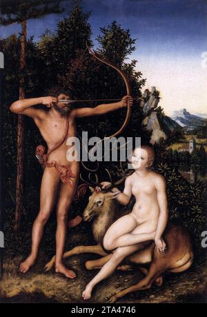 Apollo und Diana um 1526 von Lucas dem Älteren Cranach Stockfoto