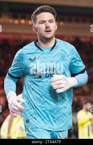 Preston North End Torhüter Freddie Woodman während des Sky Bet Championship Matches zwischen Middlesbrough und Preston North End im Riverside Stadium, Middlesbrough am Dienstag, den 28. November 2023. (Foto: Trevor Wilkinson | MI News) Credit: MI News & Sport /Alamy Live News Stockfoto