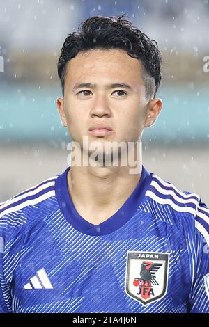 Bandung, Indonesien. November 2023. Japan Rento Takaoka vor dem Gruppenspiel der FIFA U-17-Weltmeisterschaft Indonesien 2023 gegen Japan 1-3 Argentinien im Si Jalak Harupat Stadium in Bandung, Indonesien, 14. November 2023. Quelle: AFLO/Alamy Live News Stockfoto