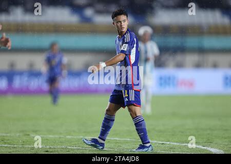 Bandung, Indonesien. November 2023. Japaner Rento Takaoka beim Gruppenspiel der FIFA U-17-Weltmeisterschaft Indonesien 2023 gegen Japan 1-3 Argentinien im Si Jalak Harupat Stadium in Bandung, Indonesien, 14. November 2023. Quelle: AFLO/Alamy Live News Stockfoto