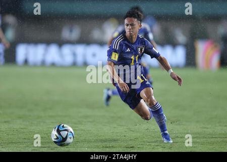 Bandung, Indonesien. November 2023. Japaner Rento Takaoka beim Gruppenspiel der FIFA U-17-Weltmeisterschaft Indonesien 2023 gegen Japan 1-3 Argentinien im Si Jalak Harupat Stadium in Bandung, Indonesien, 14. November 2023. Quelle: AFLO/Alamy Live News Stockfoto