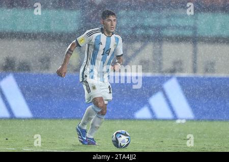 Bandung, Indonesien. November 2023. Argentinier Tobias Palacio beim Gruppenspiel der FIFA U-17-Weltmeisterschaft Indonesien 2023 gegen Japan 1-3 Argentinien im Si Jalak Harupat Stadium in Bandung, Indonesien, 14. November 2023. Quelle: AFLO/Alamy Live News Stockfoto