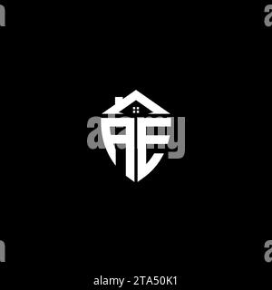 AE Initialen Premium Shield Logo Monogramm mit modernen Vorlagen für Zuhause Stock Vektor