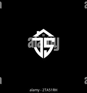 DAS Premium-Shield-Logo von JS Initialen mit modernen Vorlagen im Home Design Stock Vektor