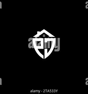 PJ Initialen Premium Shield Logo Monogramm mit modernen Vorlagen Stock Vektor