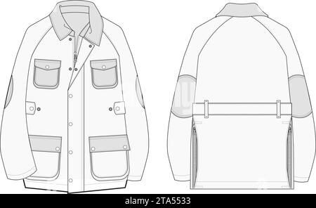 Jagd Field Taschenjacke Design Vektorvorlage Stock Vektor