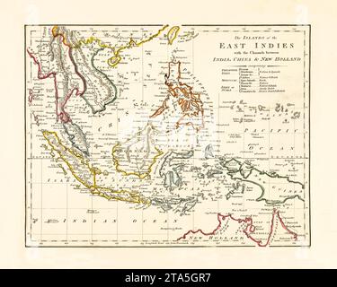 Alte Karte der indonesischen Inseln. Von Manning, Publ. In Philadelphia, 1814 Stockfoto