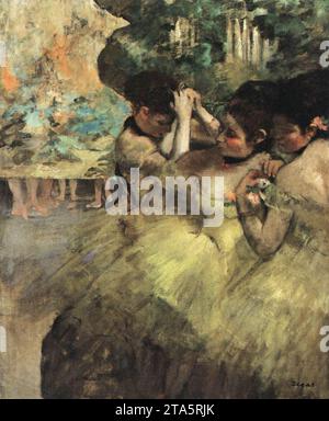 Tänzer, die sich auf das Ballett um 1875 von Edgar Degas vorbereiten Stockfoto