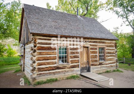 Die Maltese Cross Cabin im Theodore Roosevelt National Park im Westen von North Dakota Stockfoto