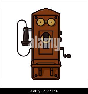 Sehr frühe Vintage Festnetztelefon isolierte Vektor-Illustration für Alexander Graham Bell Day auf Arch 7 Stock Vektor