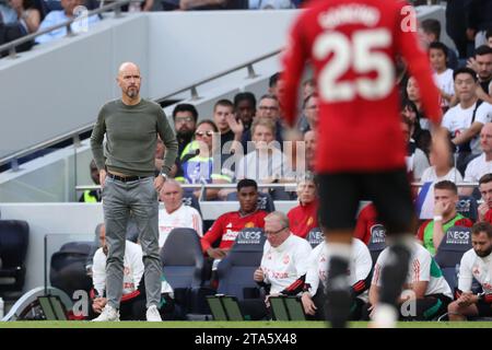 Manchester United Manager Erik Ten Hag - Tottenham Hotspur / Manchester United, Premier League, Tottenham Hotspur Stadium, London, Großbritannien - 19. August 2023 nur redaktionelle Verwendung - es gelten Einschränkungen bei DataCo Stockfoto