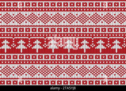 Weihnachtliches Pullover-Muster. Nahtlos gestrickter Weihnachtshintergrund. Skandinavische Jumper-Vektorillustration. Stock Vektor