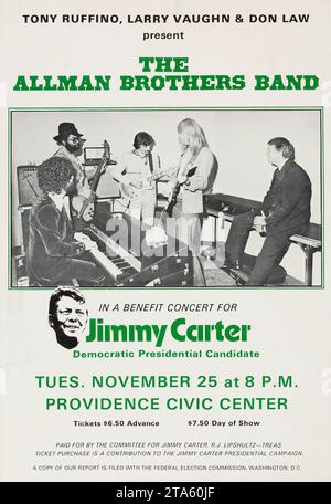 Jimmy Carter Democratic Presidential Candidate 1975 - Allman Brothers Benefit Concert Poster - Providence Civic Center Stockfoto