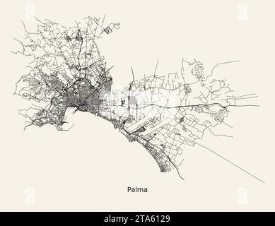 Vektor Stadt Straßenkarte von Palma, Spanien Stock Vektor