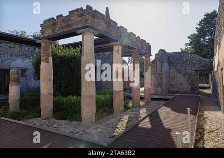 Archäologischer Park Pompeji, Villa Diomedes / Villa of Diomede Front Elevation, Peristyle. Regio VI Antike Architektur. Stockfoto